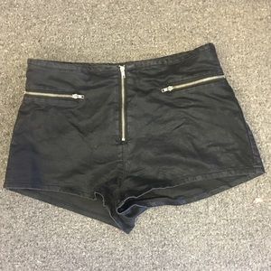 Black leather shorts